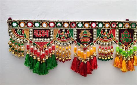 Kathiyawadi Craft - Ganesha with Labh-Subh Toran | Pearl Plastic Beads ...