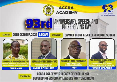 93rd Anniversary, Speech & Prize-Giving Day, Accra Academy, Accra ...