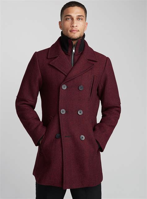 Heathered double-collar peacoat | Le 31 | Shop Mens Wool Coats, Trench ...