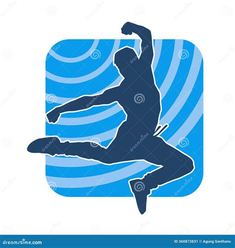 Silhouette of a Sporty Man Jumping. Silhouette of a Dancer Male in Action Pose Stock Vector ...
