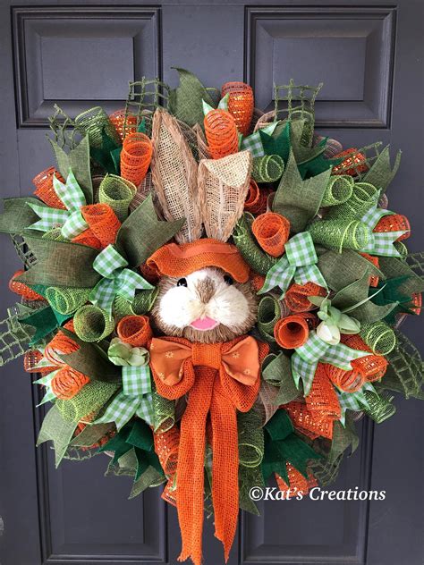 Charming Easter Bunny Wreath with Orange Accents