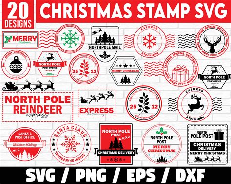 Christmas Stamps SVG Bundle, North Pole Stamps SVG, Christmas Stamps ...