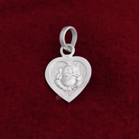 One Side Ganpati Heart Shape Pendant in Pure Silver & Pure Gold