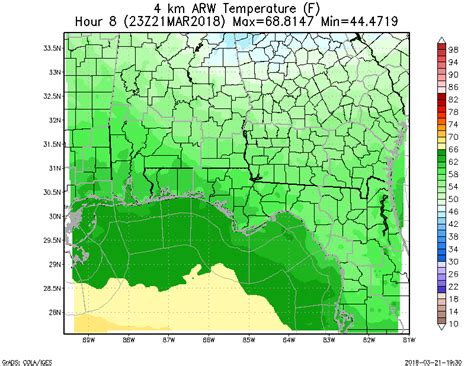 WRF ARW 4KM 2 Meter Temperature Loop