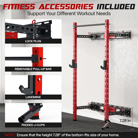 Mappding Folding Squat Rack Wall Mounted with Weight Bench...