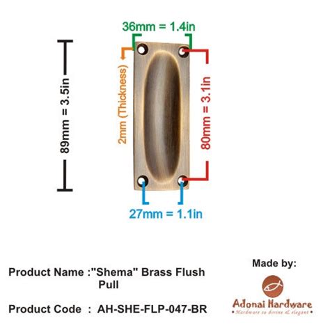 Best "Shema" Brass Flush Pull - Adonai Hardware