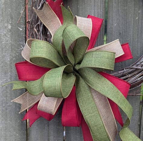 Christmas Bow, Wired Christmas Wreath Bow Tree Topper, Wreath Bow ...