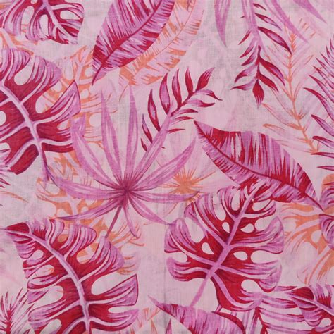 Pure Cotton Pink With Shades Of Pink Montsera Screen Print Fabric ...