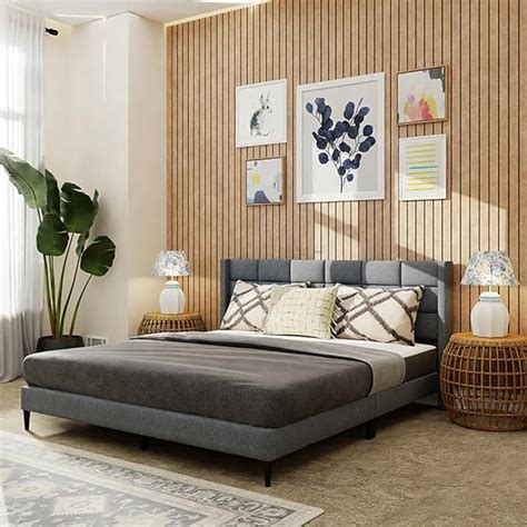 Royaloak Willow Upholstered King Bed | Solid Wood Upholstery Head Board ...