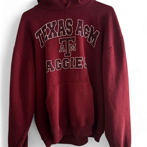 Vintage Burgundy and white Texas A&M hoodie | Depop