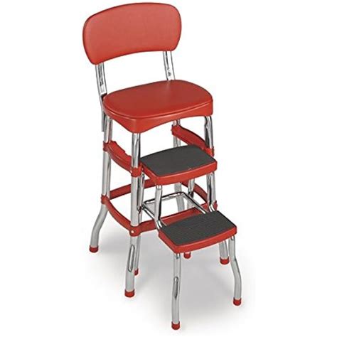 Vintage Red Metal Counter Chair Step Stool by Cosco India | Ubuy