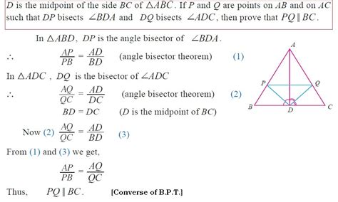 maths Q:D is the midpoint of the side BC of triangle ABC, If P and Q ...