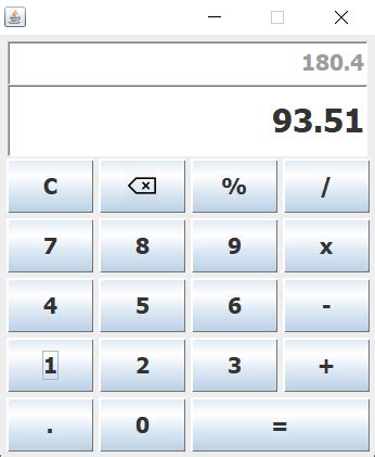 Simple Calculator GUI Java 的图像结果