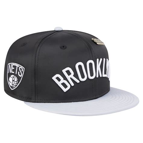 Men's-New Era Black/Gray Brooklyn Nets Throwback Satin Vintage Pin Two ...