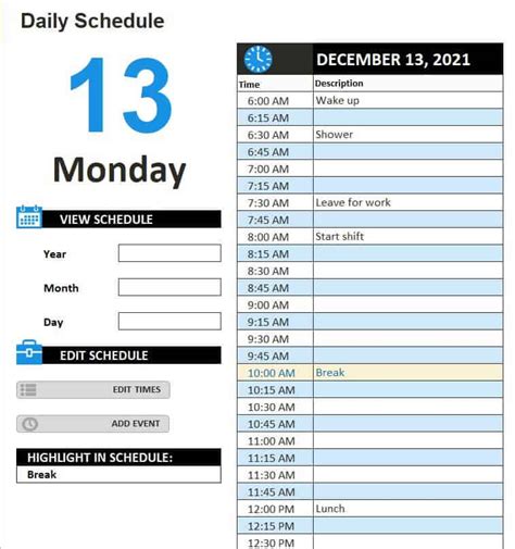 Sample Daily Schedule 的图像结果