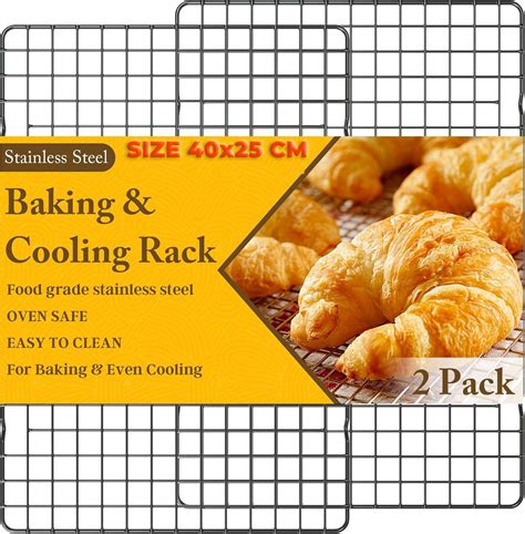 Buy PureBake 2PCS Cooling Racks for Cooking and Baking - 40x25cm Heavy ...