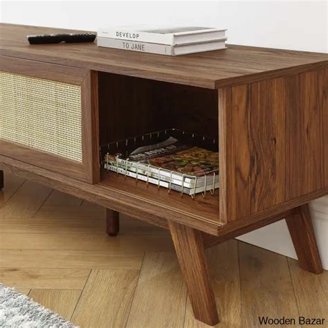 Zinger Rattan Cane Tv unit Media Console Tv Stands With Rattan Doors ...