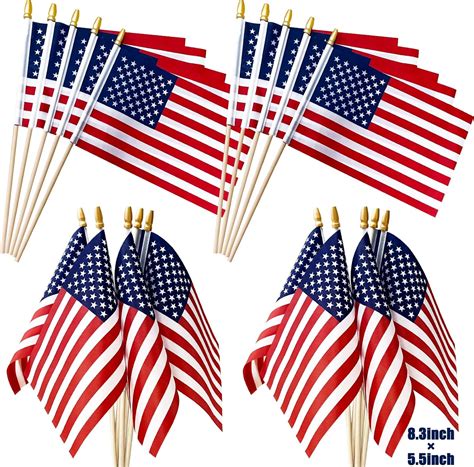 Amazon.com : TURNMEON 20 Pack 5 x 8 Inch Small American Flags on Stick ...