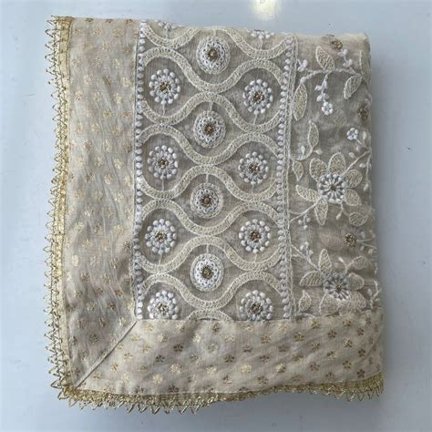 Ivory Love Floral Embroidered Chiffon Dupatta – anokherang