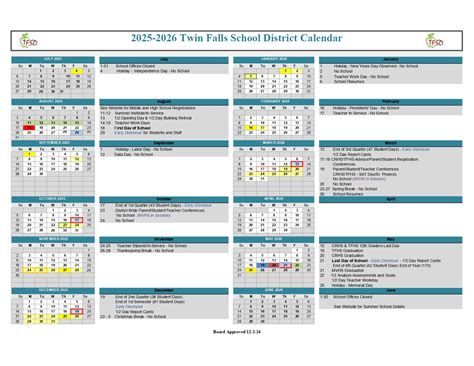 Twin Falls School District ID calendar 25-26 Revised - EduCounty