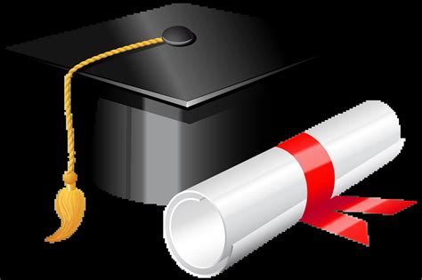 Classic Black Graduation Cap and Diploma Clipart Illustration for Academic Achievement ...