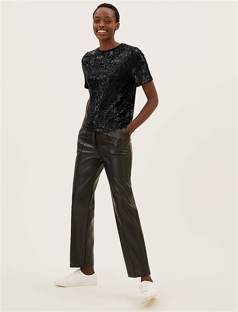 Buy Sequin Regular Fit T-Shirt at Marks & Spencer