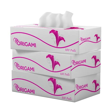 Origami 2 Ply Facial Tissue Pack | Car Tissue - Pack of 3 (100 Pulls ...