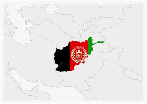Premium Vector | Afghanistan map highlighted in afghanistan flag colors gray map with ...