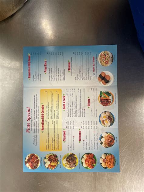 Menu at Niu Hawaiian BBQ, Redding