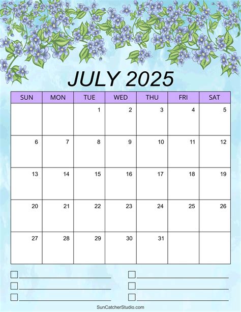 July 2025 Calendar (Free Printable) – DIY Projects, Patterns, Monograms ...