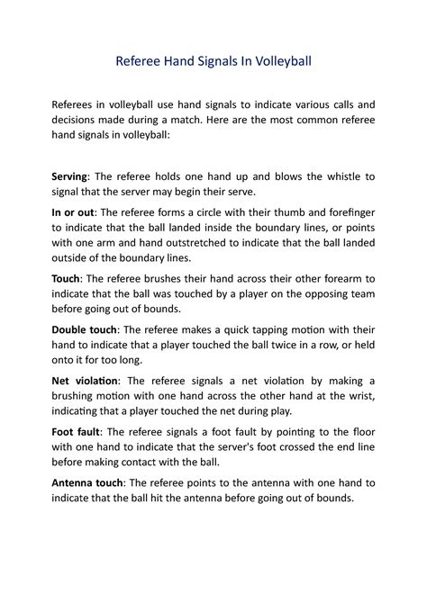 Image result for Volleyball Ref Hand Signals