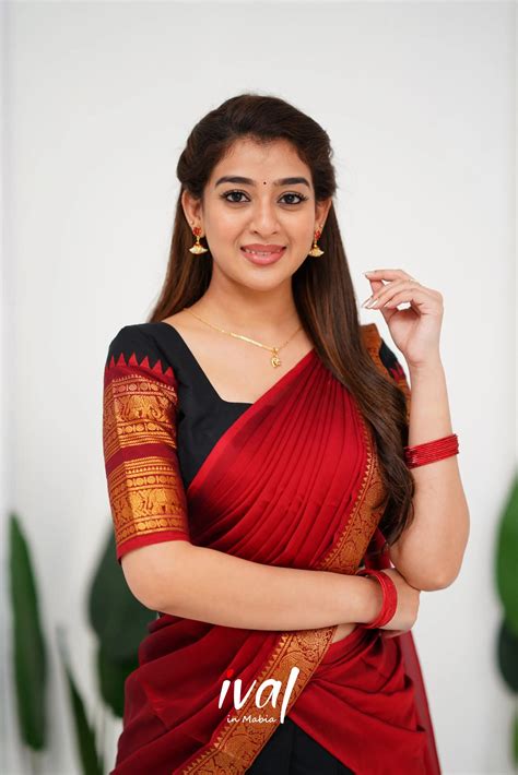 Padmaja Cotton Half Saree - Black and Maroon – Ivalinmabia