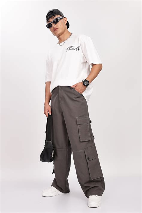 Baggy Greyish Brown Premium Cotton Cargo Pants – Eszett