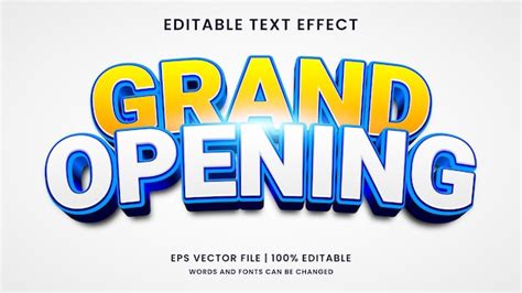 Grand opening 3d editable text effect | Premium Vector