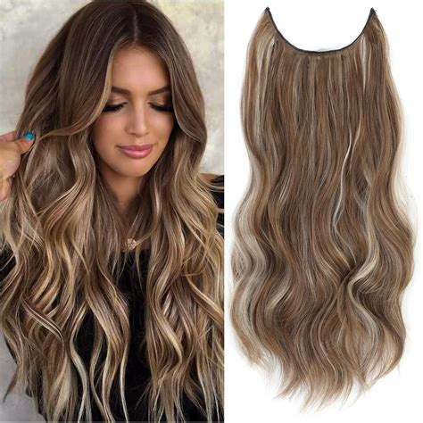 Amazon.com : Light Ash Brown with Blonde Highlights Hair Extensions ...