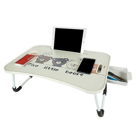 Naksh Salse Multi-Purpose Laptop Table with Drawer, Bed Table, Wooden ...