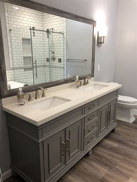 Grey @costco vanity, grey and white bathroom, luxury vinyl plank floors ...