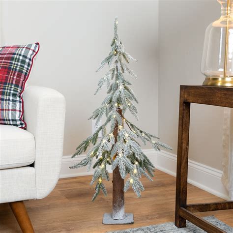 Northlight Pre-Lit Flocked Battery Operated Alpine Artificial Christmas ...