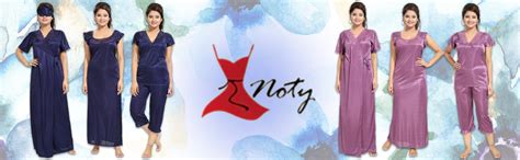 Noty Women's Satin Solid Capri Nightwear Set Pack Of 7 (Dn-42_Navy Blue ...