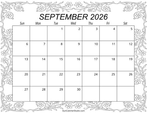 Printable Blank September 2026 Calendar - Academic Calendar 2026-2027
