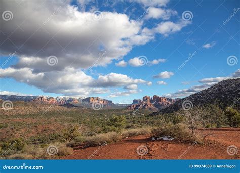 Panorama Including Cathedral Rock from Red Rock Loop Road Stock Image ...