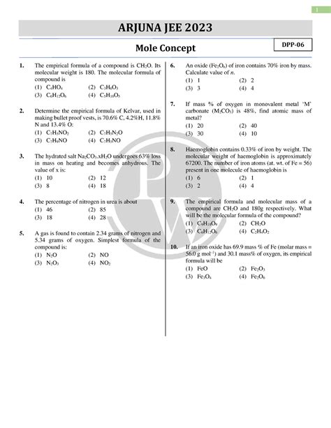 62b2aa51fb69ac0 018 7145 d3 ## Mole Concept DPP 06 (of Lec 07) - 1 ...