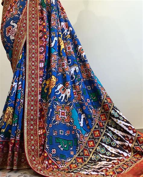 BLUE DOUBLE IKAT PATAN PATOLA SAREE IN MARODI – Nidhitambi