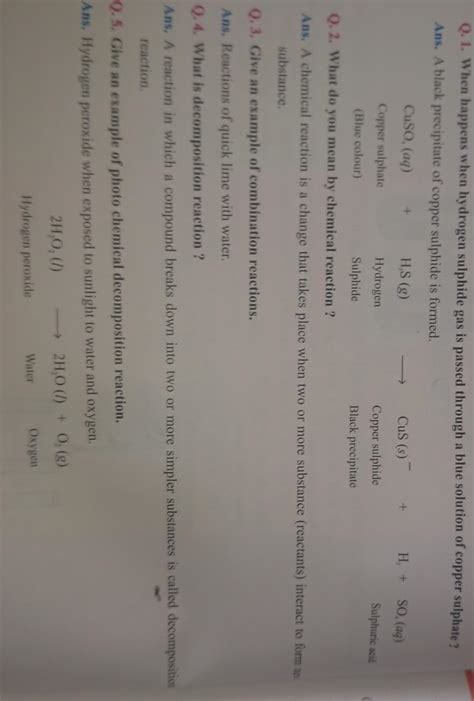 Ques 1 when happens when hydrogen sulphides gas is passed through a ...
