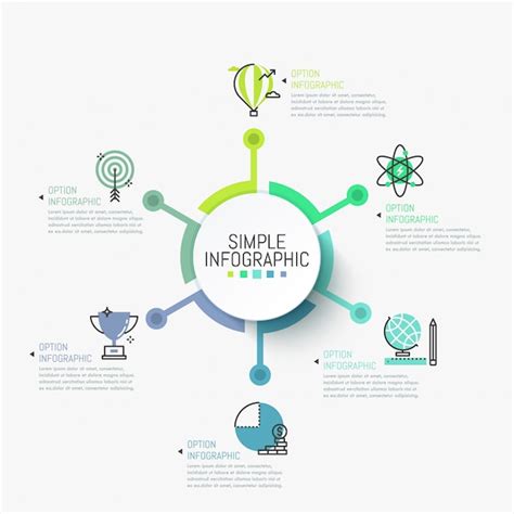 Modello semplice infografica. Elemento circolare al centro collegato ...