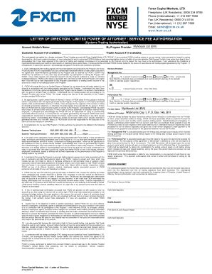 Fillable Online LETTER OF DIRECTION LIMITED POWER OF ATTORNEY SERVICE ...