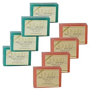 Khadi Abeers Khus & Rose with Essential Oils, 125 g (Pack of 8 ...
