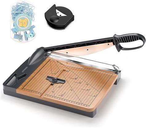 12'' Wood Guillotine Paper Cutter, Heavy Duty Wood Base Paper Trimmer ...