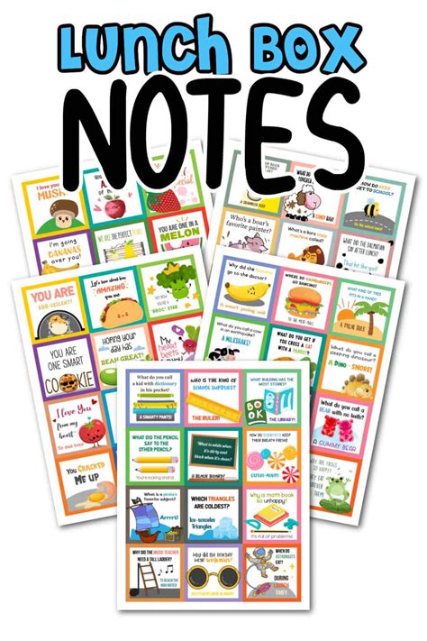 Lunch box notes printable lunch box notes lunch box messages cute ...