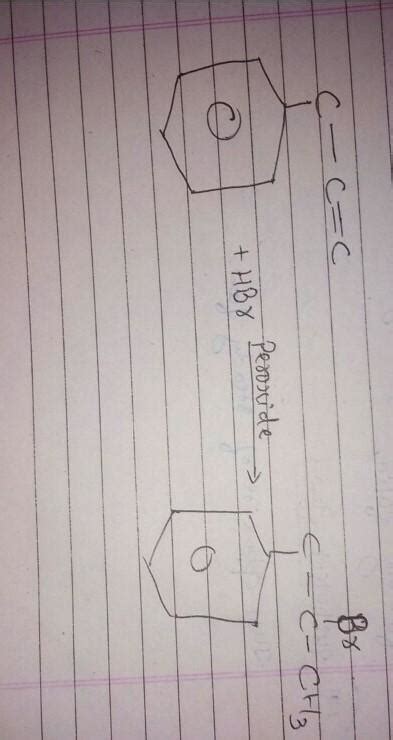 3-Phenylpropene on reaction with HBr in presenceof a peroxide gives(1 ...